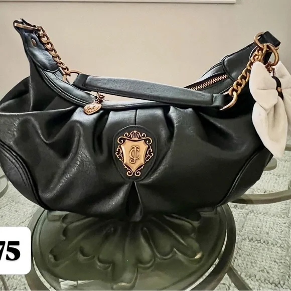 Juicy Couture Liquorice Black Romance Hobo Shoulder Bag! - Picture 6 of 11